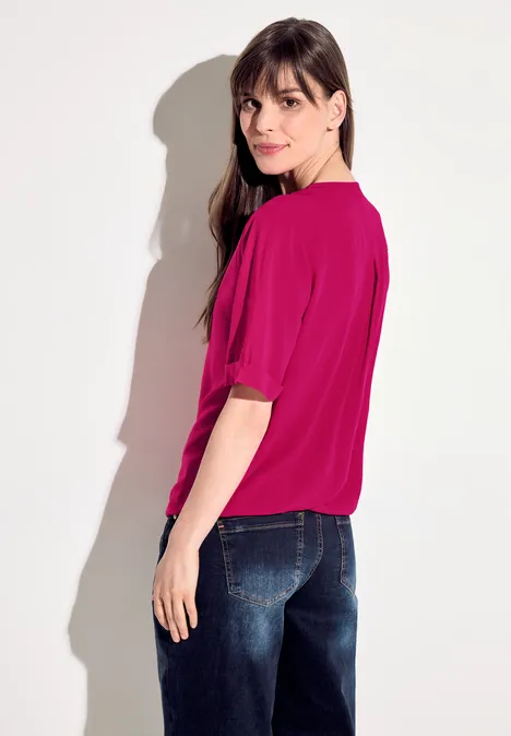 Bluse mit Klappkragen pink sorbet