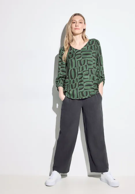 Print Bluse mit Armdetail raw salvia green