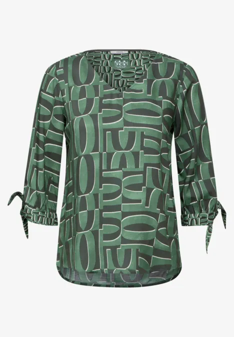 Print Bluse mit Armdetail raw salvia green
