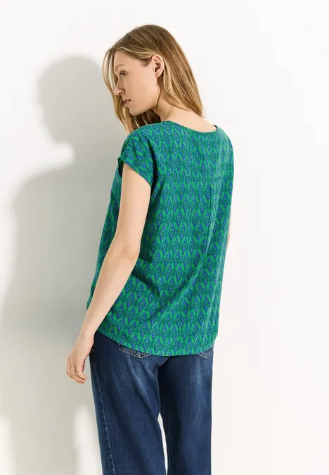 Print Knoten Bluse fresh apple green