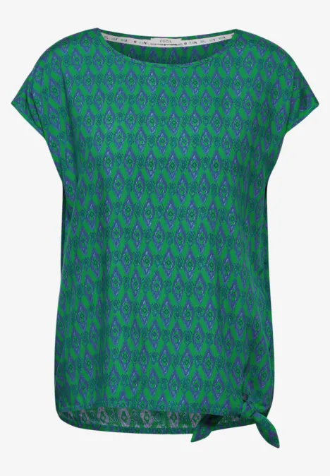 Print Knoten Bluse fresh apple green