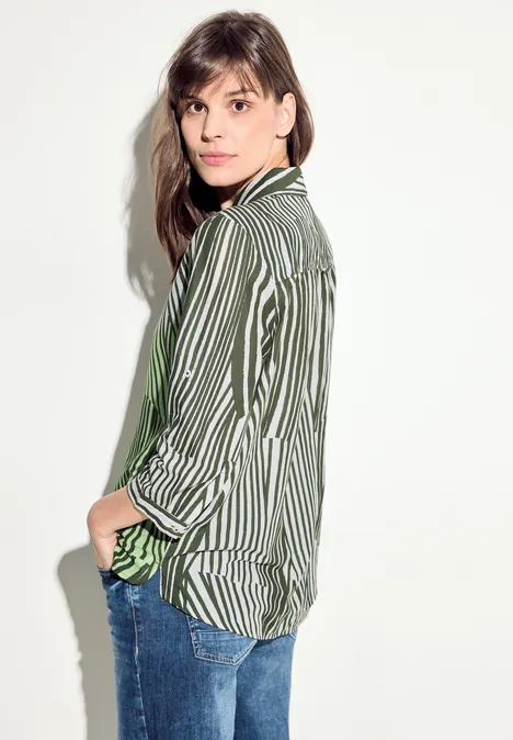 Streifen Longbluse cool khaki