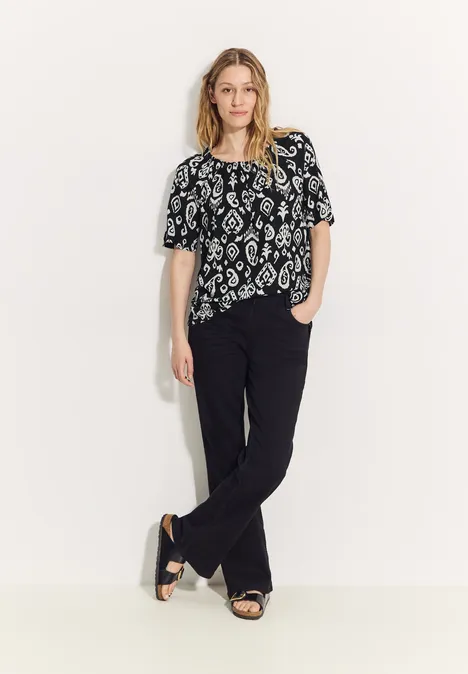 Print Carmen Bluse Black