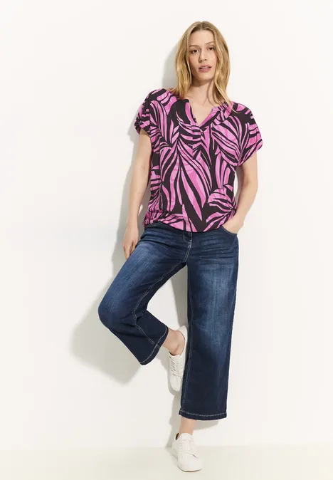 Sommer Print Bluse aubergine red