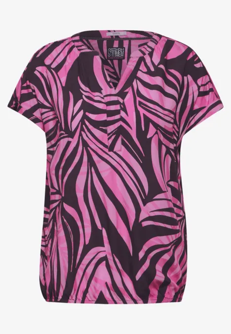 Sommer Print Bluse aubergine red