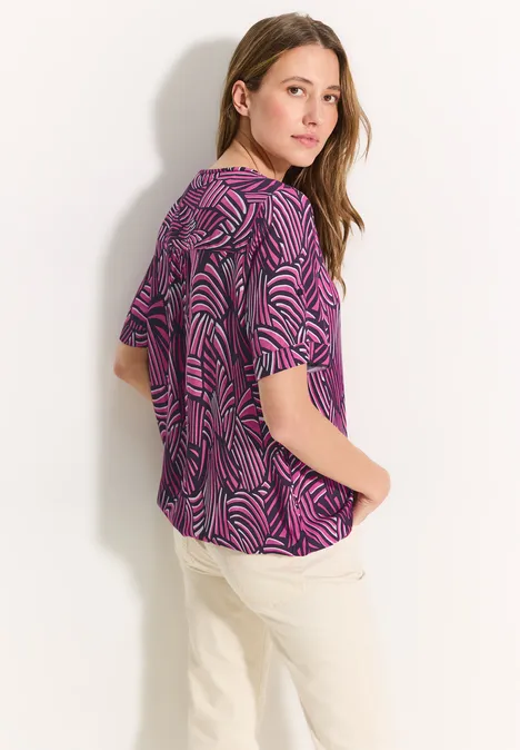 Tunika Bluse mit Print aubergine red
