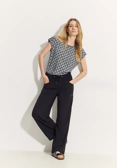 Bluse mit Raffung Black