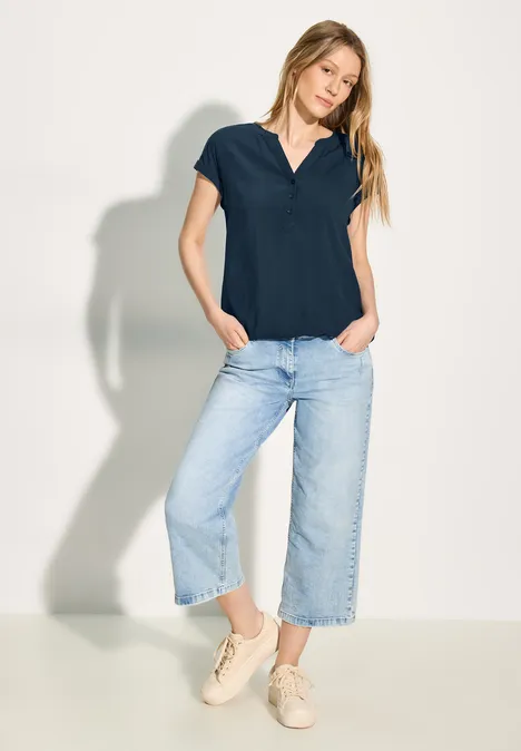 Viskose Bluse dark petrol blue