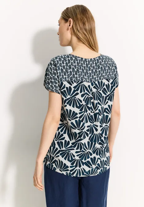 Printmix Bluse dark petrol blue