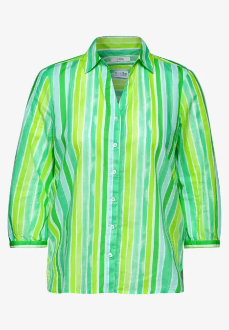 Gestreifte Hemdbluse fresh apple green