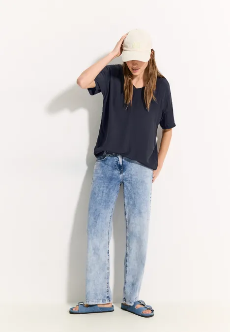 Crepe Bluse universal blue