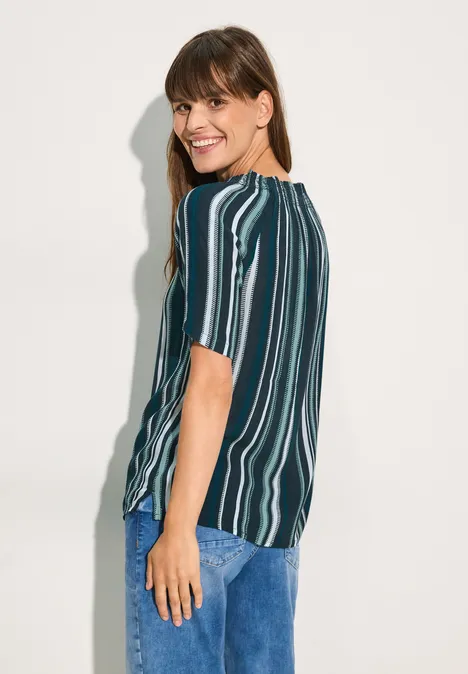 Gestreifte Carmen-Bluse fir green