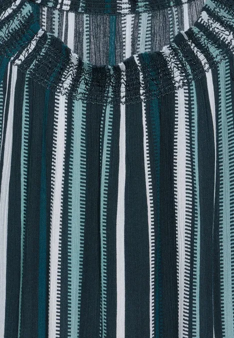 Gestreifte Carmen-Bluse fir green