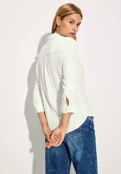 Gestreifte Struktur Bluse vanilla white