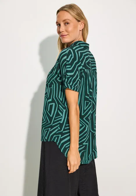 Bedruckte Bluse mit Taschen fir green