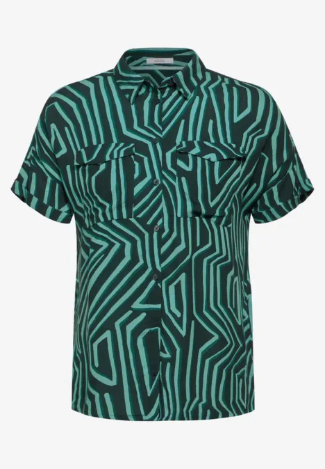 Bedruckte Bluse mit Taschen fir green