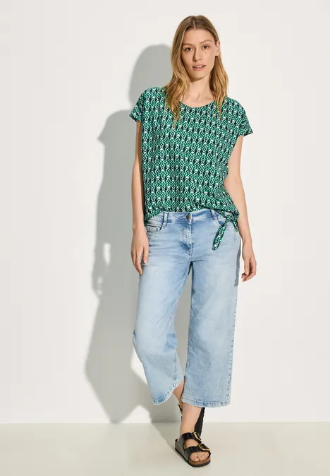 Bluse mit grafischem Muster fir green