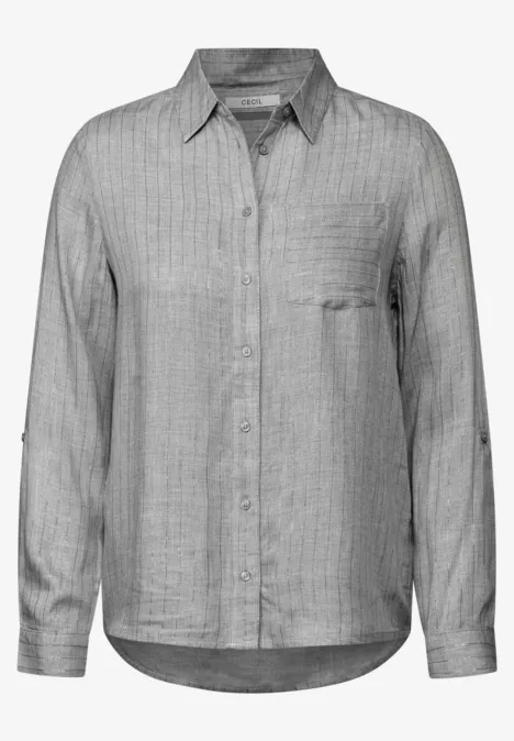 Gestreifte Melange-Bluse mineral grey melange