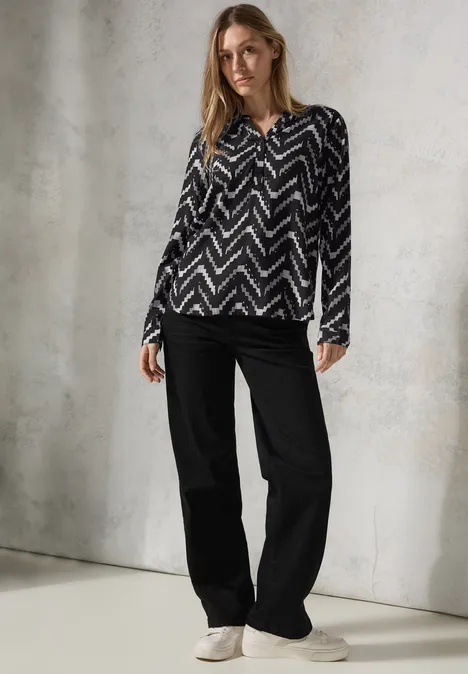 Bedruckte Bluse Black
