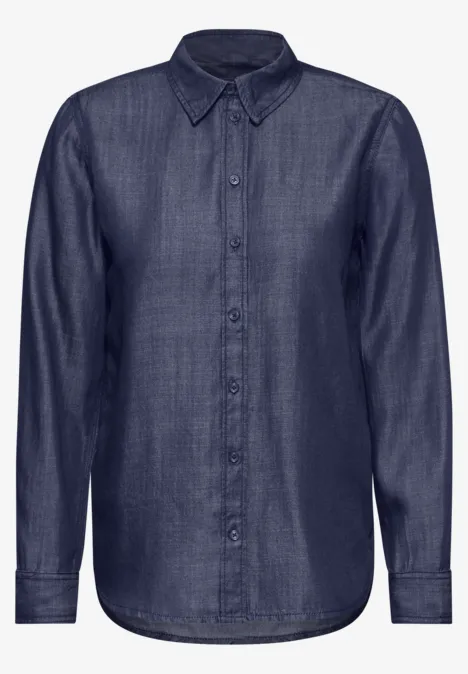 Denim-look blouse Dark blue wash