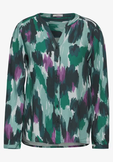 Gemusterte Seersuckerbluse adriatic green