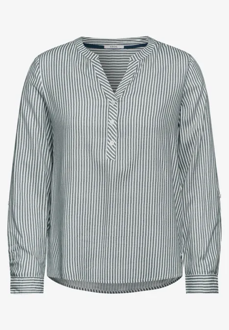 Gestreifte Basic Bluse fir green