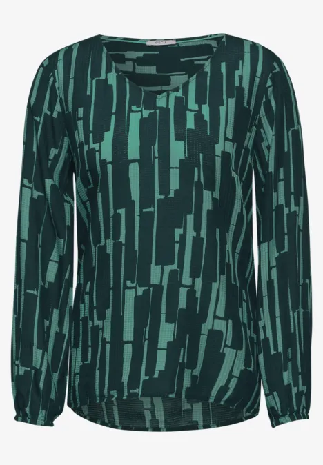 Bedruckte Bluse fir green