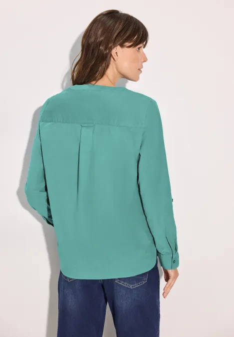 Cord-Bluse in Unifarbe adriatic green