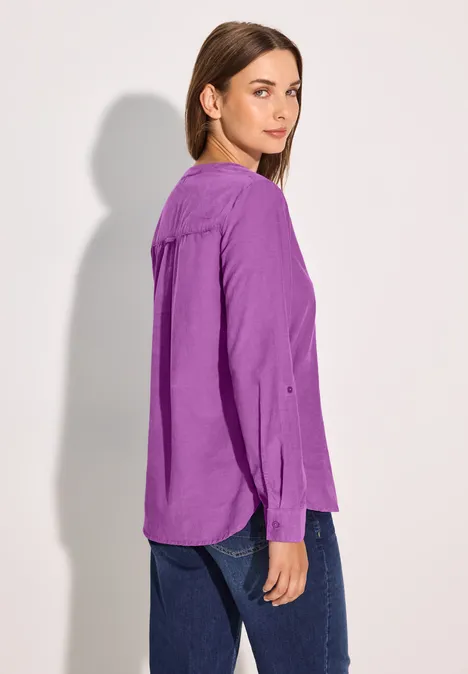 Cord-Bluse in Unifarbe iced violet