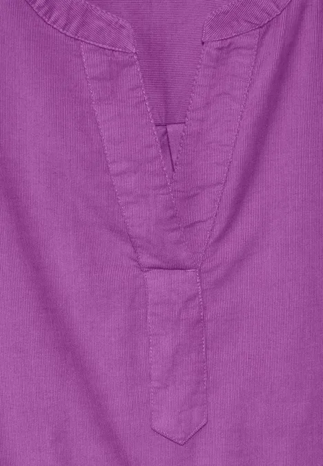 Cord-Bluse in Unifarbe iced violet