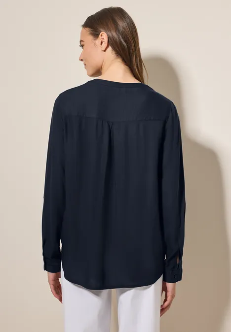 Bluse in Unifarbe universal blue