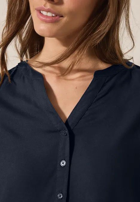 Bluse in Unifarbe universal blue