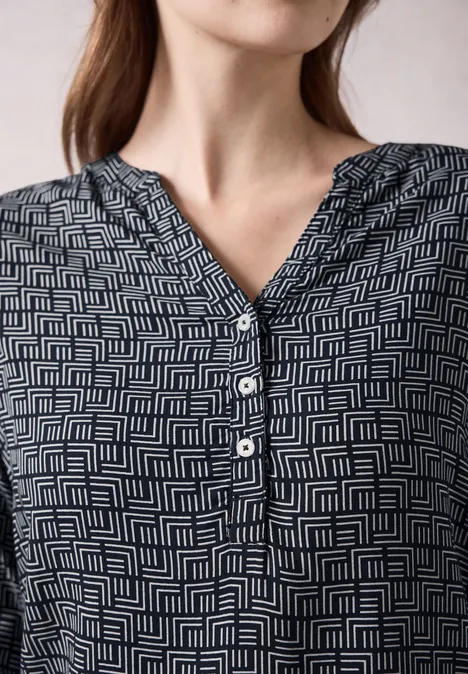 Bedruckte Bluse deep petrol