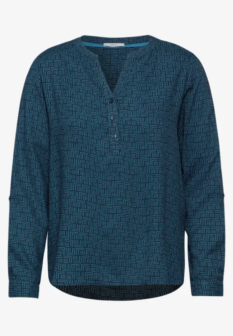 Bedruckte Bluse oil blue