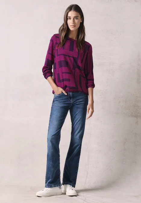 Bluse mit Smock-Detail beloved berry