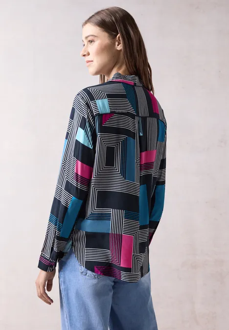 Bedruckte Bluse deep petrol