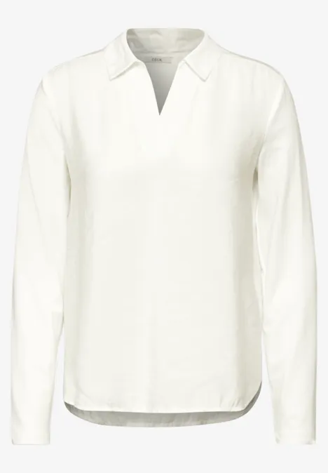 Bluse mit Jersey-Arm vanilla white