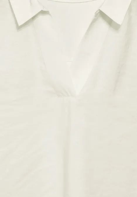 Bluse mit Jersey-Arm vanilla white
