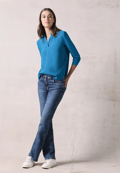 Bluse mit Jersey-Arm dynamic aqua blue