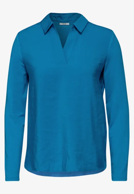 Bluse mit Jersey-Arm dynamic aqua blue