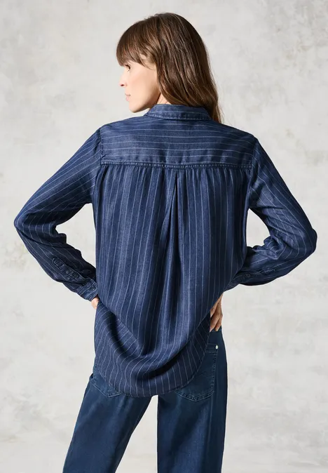 Lyocell-Jeansbluse mid blue wash