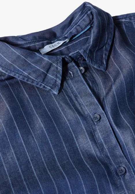 Lyocell-Jeansbluse mid blue wash