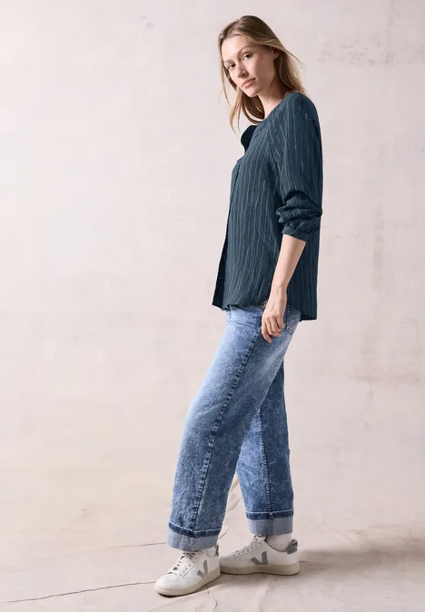 Gestreifte Bluse oil blue