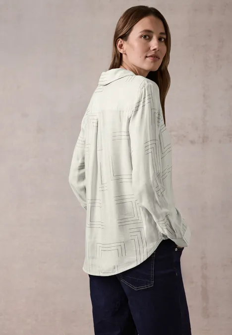 Bluse mit Folienprint alabaster beige melange