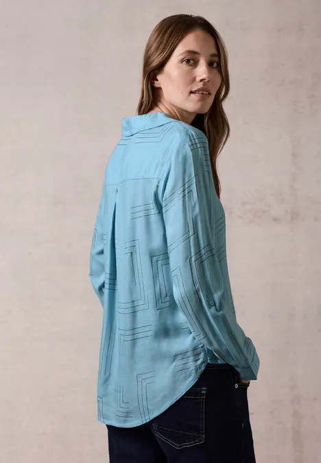 Bluse mit Folienprint turquoise melange