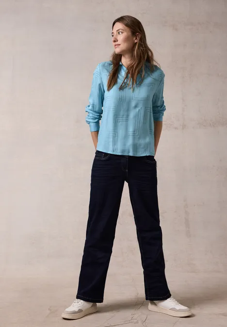 Bluse mit Folienprint turquoise melange
