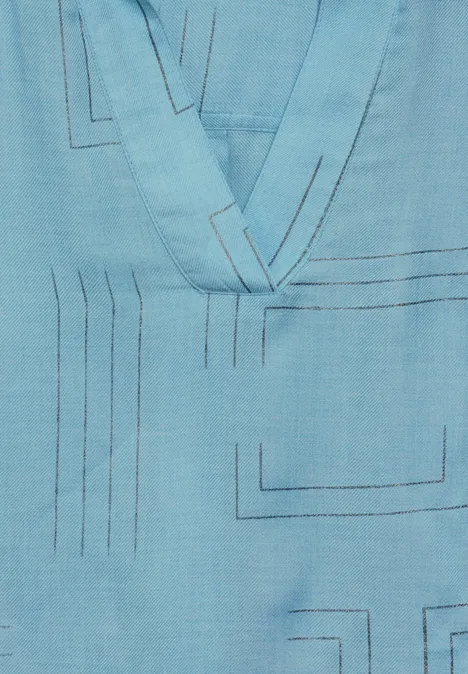 Bluse mit Folienprint turquoise melange