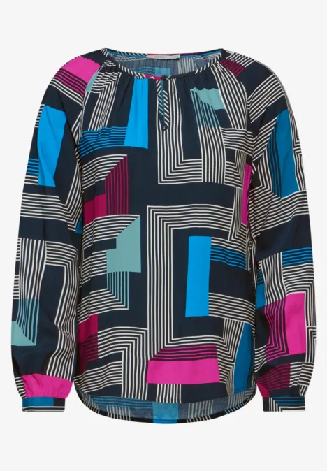 Bedruckte Bluse deep petrol