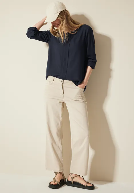 Materialmix-Bluse universal blue