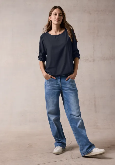 Bluse in Unifarbe universal blue